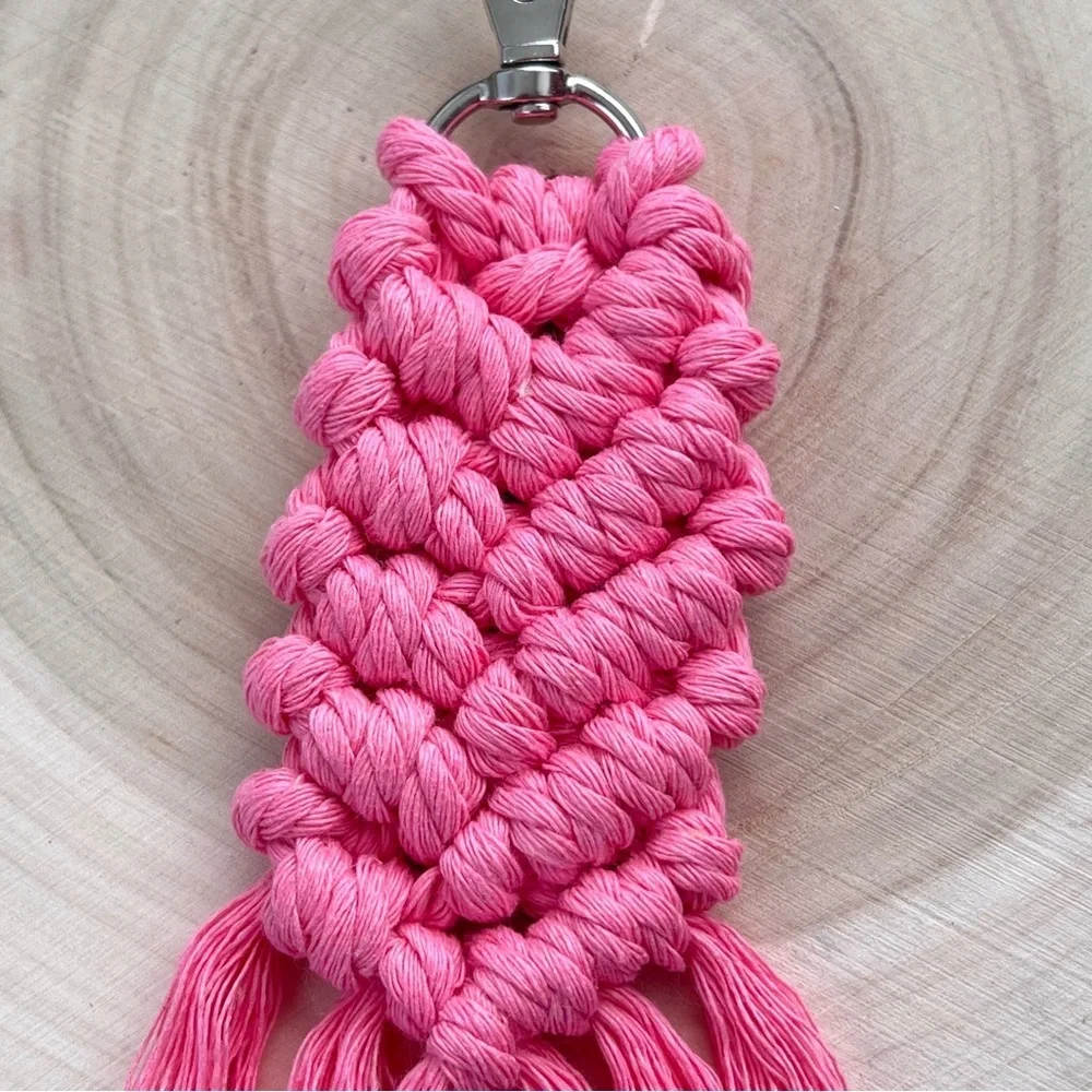 Mermaid Boho Handcrafted Hot Pink Tassel Keychain